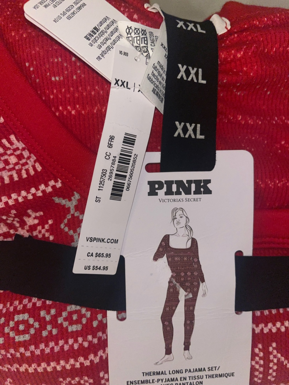 Victoria's Secret PINK Red Fair Isle Crewneck Sweater